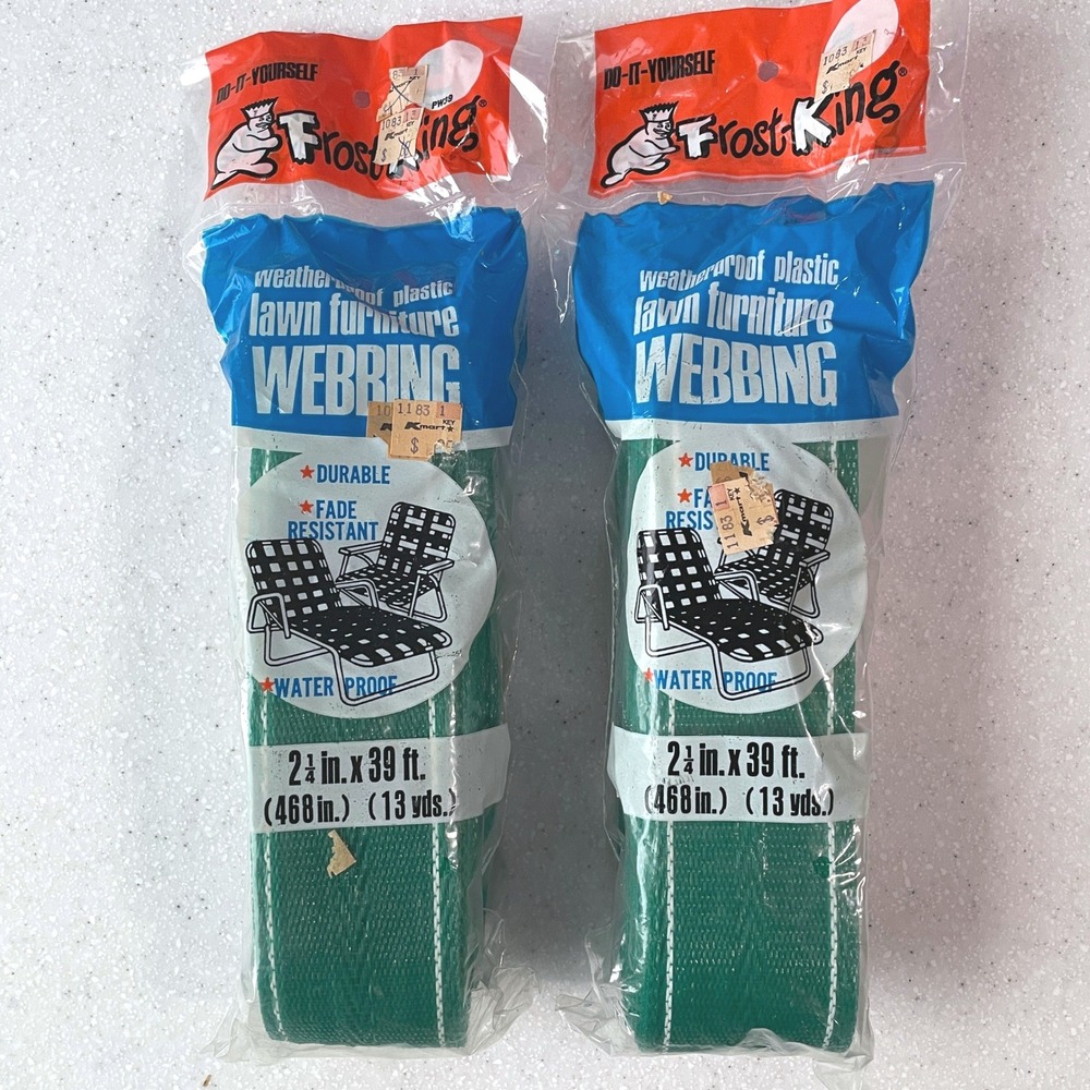 NEW Vintage Frost King Green Lawn Furniture Webbing 2 Rolls 2.25in x 39ft PW39